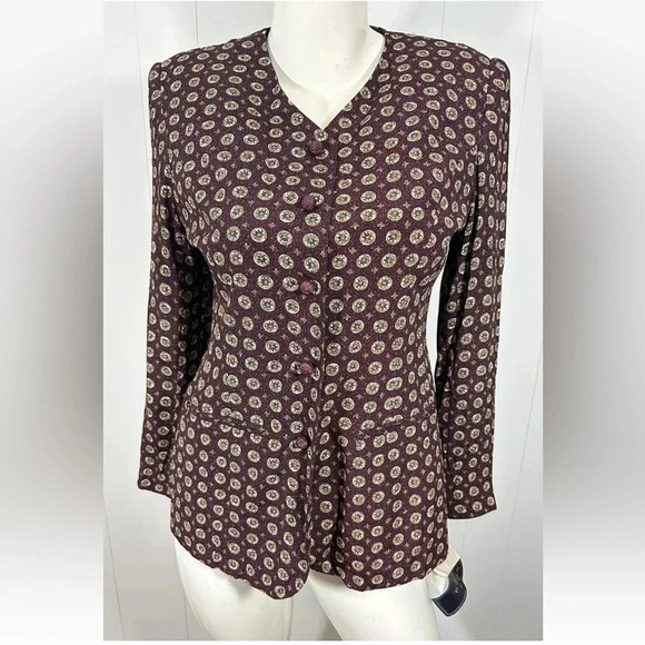Norton McNaughton Jackets & Blazers - NWT VTG 90's Norton McNaughton Womens Burgundy Wine Blazer Jacket Rayon Sz 6P